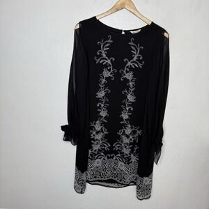 Max Studio Black Maxi Dress with Silver Embroidered Trim